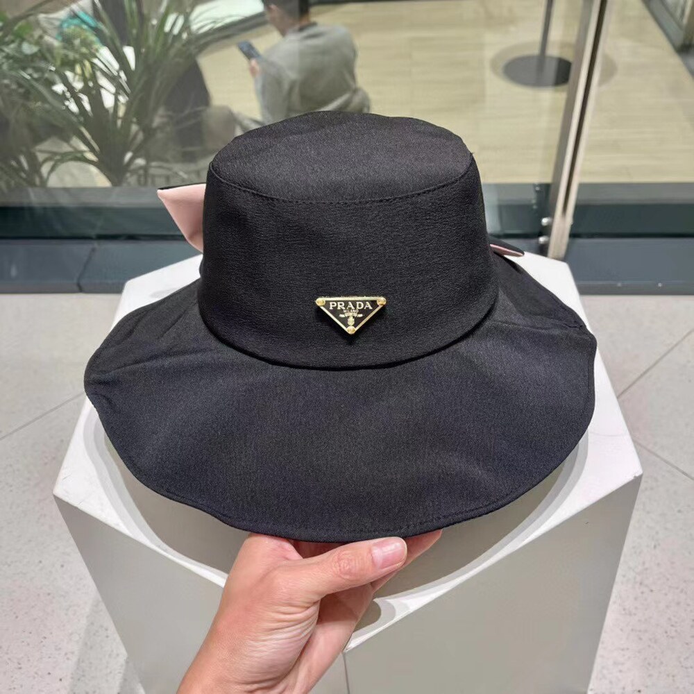 Prada Nylon Bucket Hat with Bow